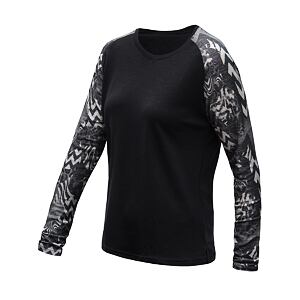 SENSOR MERINO BLEND IMPRESS WOM TEE LS black/zebra