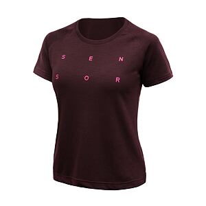 SENSOR MERINO BLEND TYPO WOM TEE SS port red