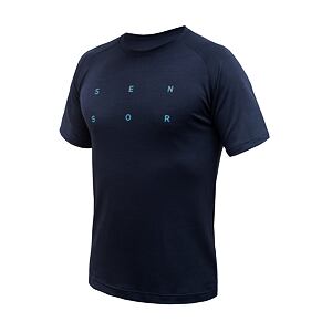 SENSOR MERINO BLEND TYPO MEN TEE SS deep blue