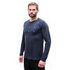 SENSOR MERINO BLEND TYPO MEN TEE LS deep blue